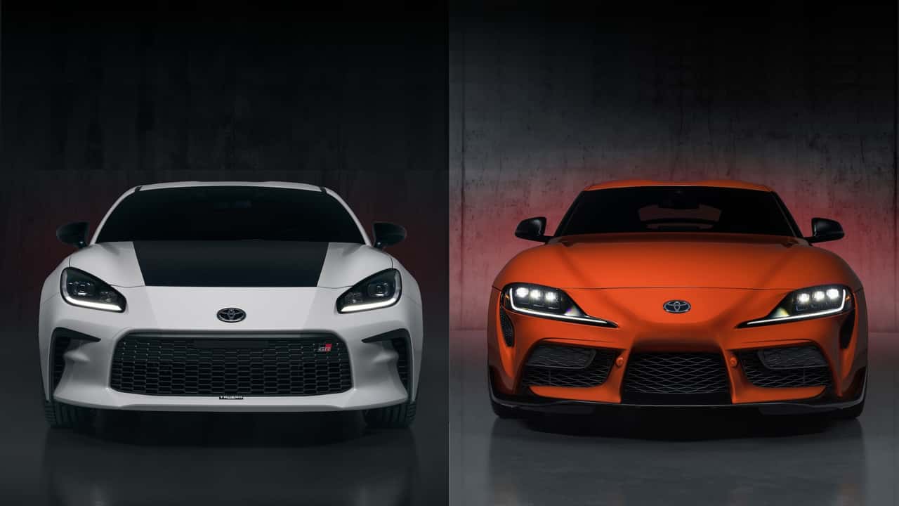 The Toyota GR86 Trueno and Supra 45th Anniversary side-by-side