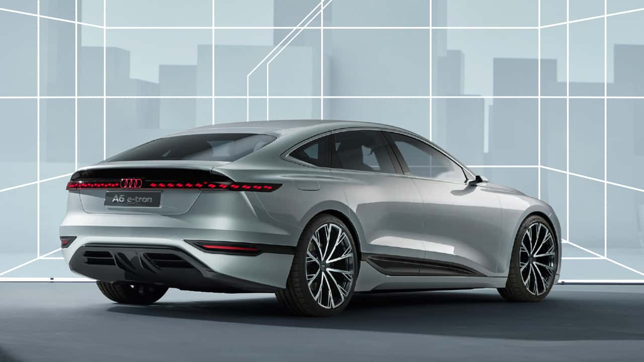 Audi A6 future car with a futuristic background